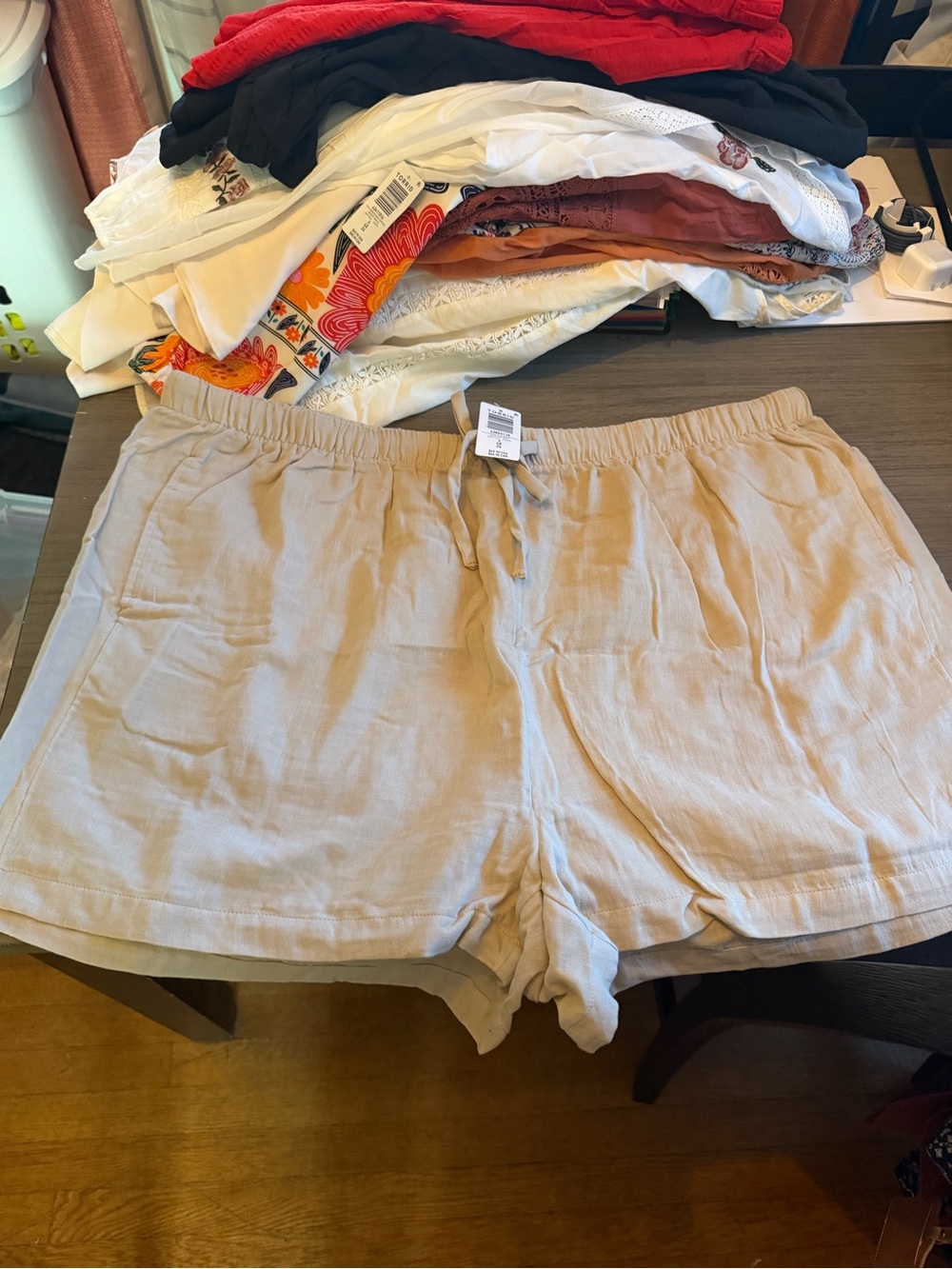 torrid Beige Linen-Blend Drawstring Shorts